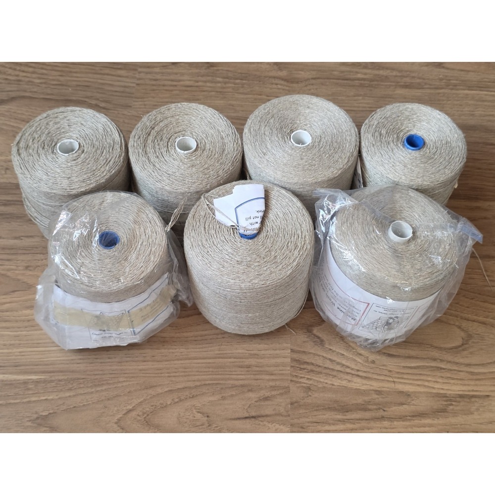 2 Ply Hemp Yarn Lunatic Unbleached Lot Of 7 Rolls Of Approx 400g Beige
